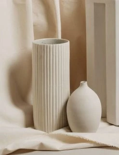 August Sage Home Goods Emilia Fluted Vase - Crema