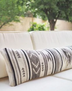 August Sage Mariposa Gris Wool Lumbar Pillow