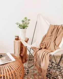 August Sage Marrón Alpaca Throw Blanket Home Goods