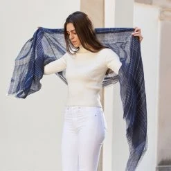 Studio Variously Auro Linen Scarf - Navy Accessories 11 Studio Variously Auro Linen Scarf - Navy Accessories