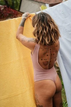 Mary Young Backless Bamboo Thong Bodysuit Underwear + Bras