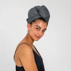 Ettitude Bamboo Waffle Hair Towel - Slate