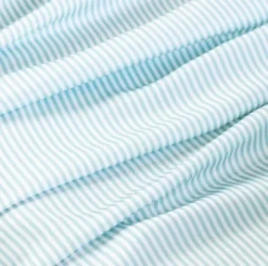 Ettitude Sustainable Materials Bamboo Sateen Flat Sheet - Starlight Blue Stripes