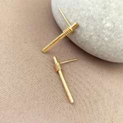 Sara Patino Jewelry Handcrafted Be Present Recycled Gold Earrings