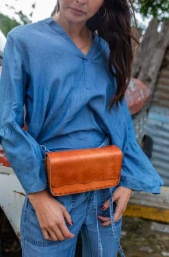 Purse & Clutch Leather Belt Bag - Russet Brown