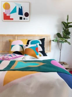 Leah Singh Home Goods Blah Blah Shapes Wool Throw Pillow Cover 13 Leah Singh Home Goods Blah Blah Shapes Wool Throw Pillow Cover