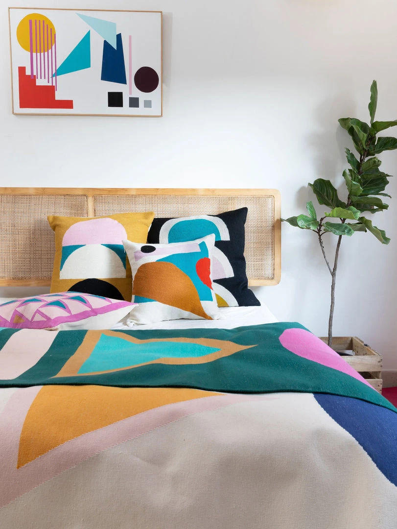 Leah Singh Home Goods Blah Blah Shapes Wool Throw Pillow Cover 6 Leah Singh Home Goods Blah Blah Shapes Wool Throw Pillow Cover