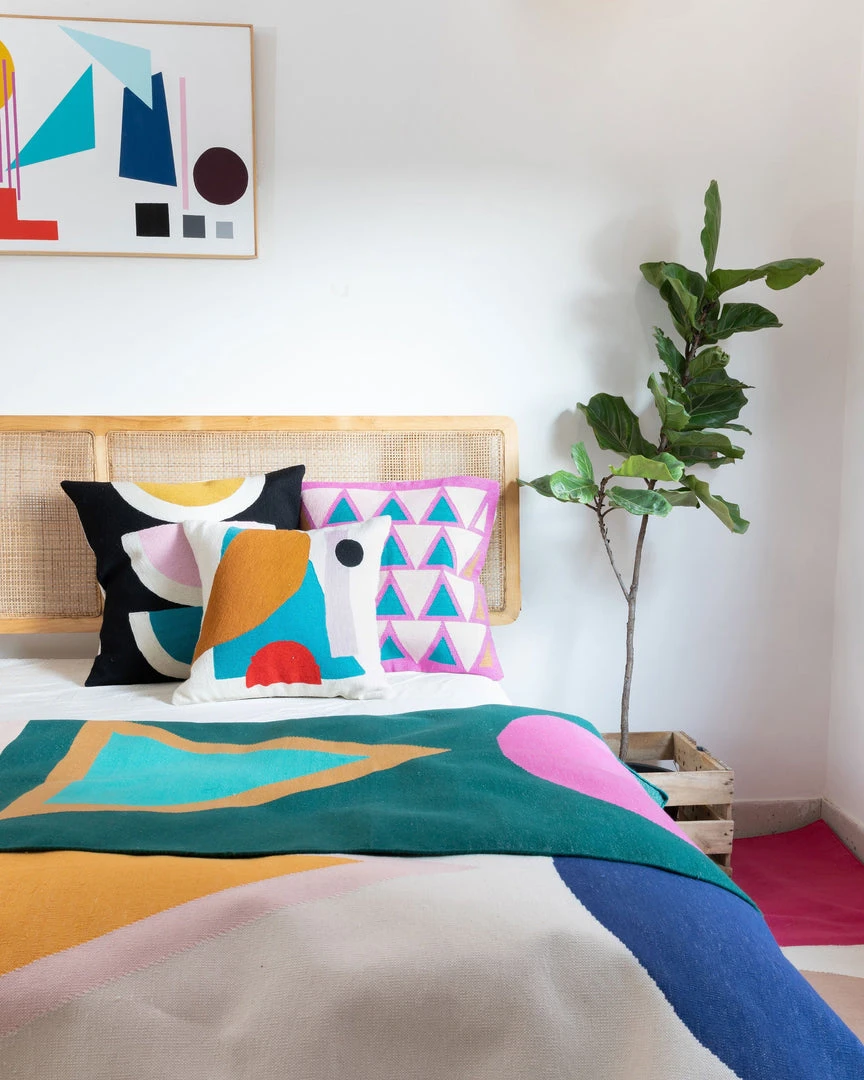 Leah Singh Home Goods Blah Blah Shapes Wool Throw Pillow Cover 4 Leah Singh Home Goods Blah Blah Shapes Wool Throw Pillow Cover