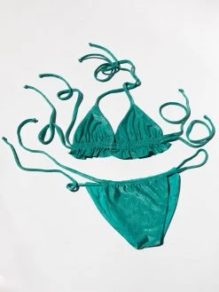 BOLD Swim Ruffle-Front Palm Bikini Set - Mint