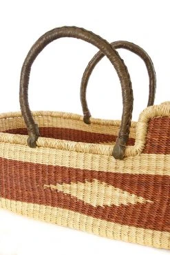 Swahili African Modern Brown Diamond Moses Bassinet Basket Home Goods