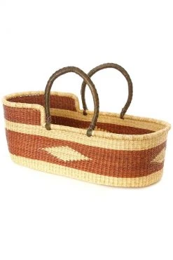 Swahili African Modern Brown Diamond Moses Bassinet Basket Home Goods