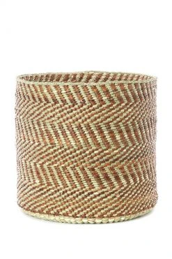 Swahili African Modern Brown And Natural Maila Milulu Reed Baskets