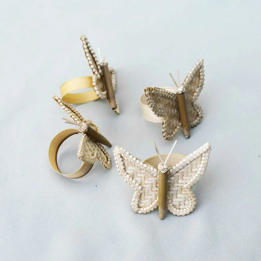 Amara Butterfly Bamboo Napkin Ring Set 3 Amara Butterfly Bamboo Napkin Ring Set