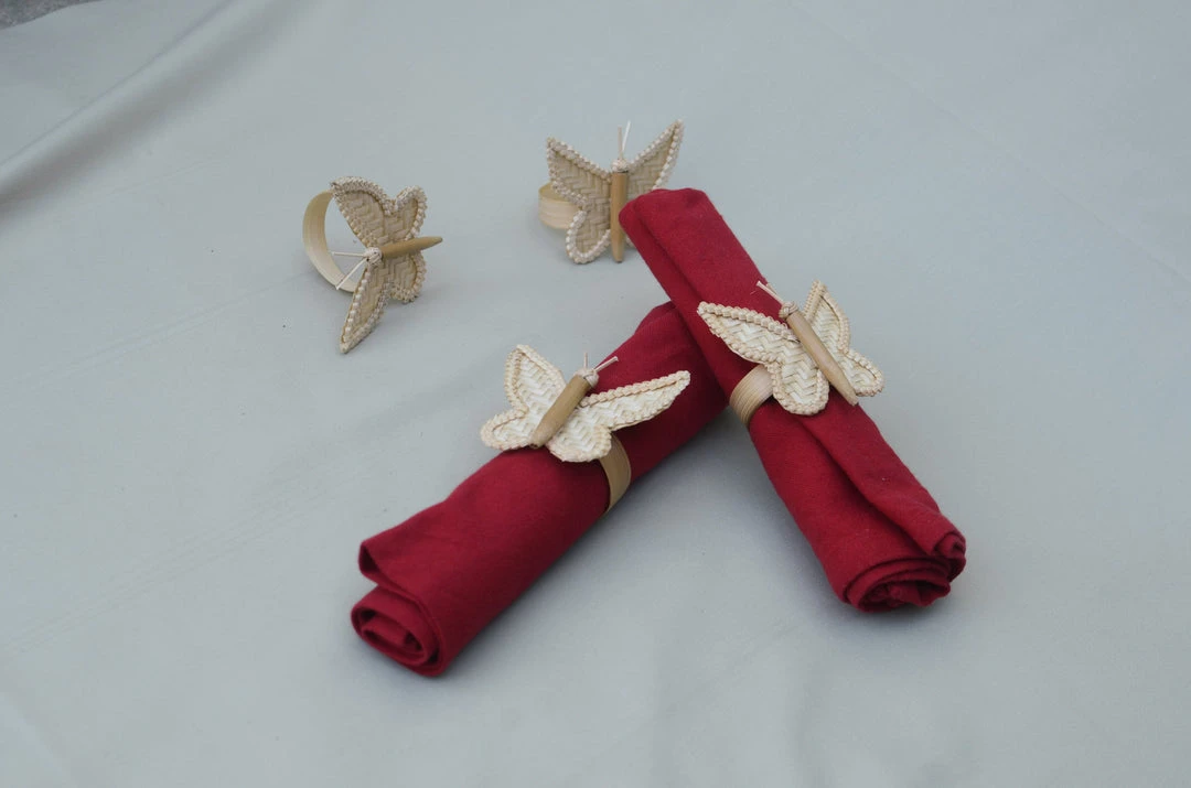 Amara Butterfly Bamboo Napkin Ring Set 5 Amara Butterfly Bamboo Napkin Ring Set