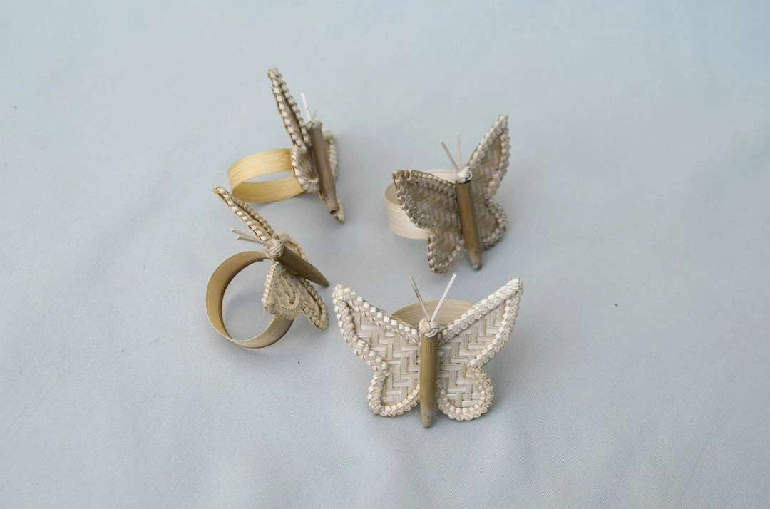 Amara Butterfly Bamboo Napkin Ring Set 8 Amara Butterfly Bamboo Napkin Ring Set