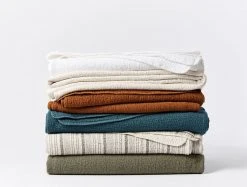 Coyuchi Cascade Matelasse Blanket - Shadow Stripe Home Goods