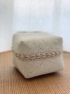 Ceremonia Beaded Bamboo Baskets - White Shell Home Goods