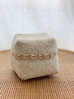 Ceremonia Beaded Bamboo Baskets - White Shell Home Goods