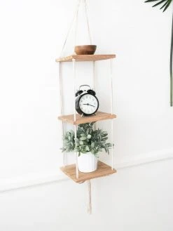 Ceremonia Triple Hanging Macramé Shelf Home Goods