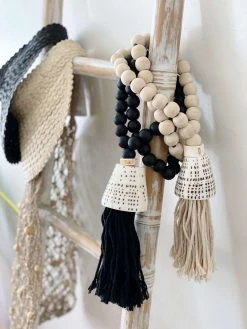 Ceremonia Home Goods Conus Shell Beaded Tassel - Natural 17 Ceremonia Home Goods Conus Shell Beaded Tassel - Natural