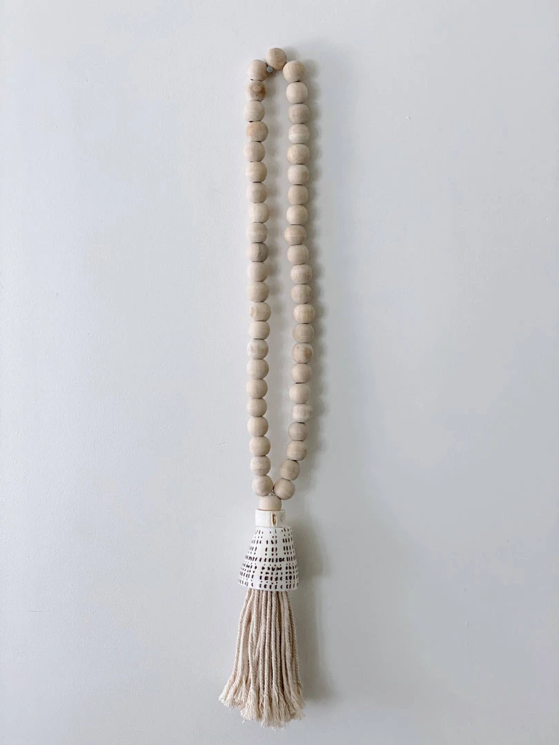 Ceremonia Home Goods Conus Shell Beaded Tassel - Natural 3 Ceremonia Home Goods Conus Shell Beaded Tassel - Natural