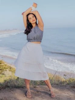 Valani Clothing Chanthu Banana Midi Skirt - Cloud Dancer