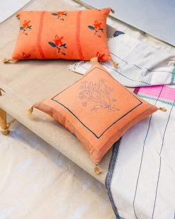 Soil To Studio Chhavi Linen Throw Pillow Cover - Orange Best Sellers