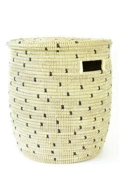 Swahili African Modern Home Goods Cookies And Cream Flat Lid Storage Basket