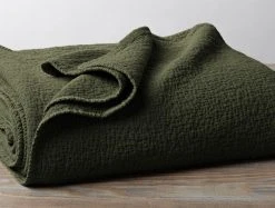Coyuchi Cascade Matelasse Blanket - Moss