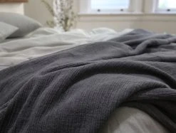 Coyuchi Cozy Cotton Blanket - Charcoal Home Goods