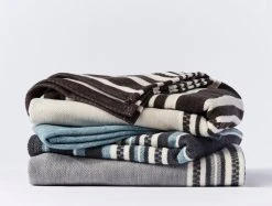 Coyuchi Home Goods Mariposa Supersoft Cotton Blanket - Bone Multi Stripe