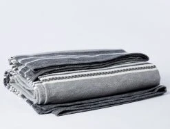 Coyuchi Home Goods Mariposa Supersoft Cotton Blanket - Gray Multi Stripe