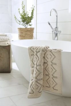Coyuchi Mosaic Canyon Bath Rug - Undyed / Slate Home Goods