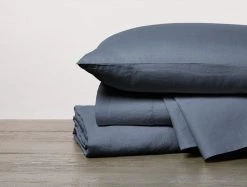 Coyuchi Relaxed Linen Sheet Set - Harbor Blue