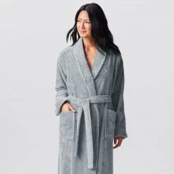 Coyuchi Home Goods Cloud Loom Unisex Robe - Palest Ocean