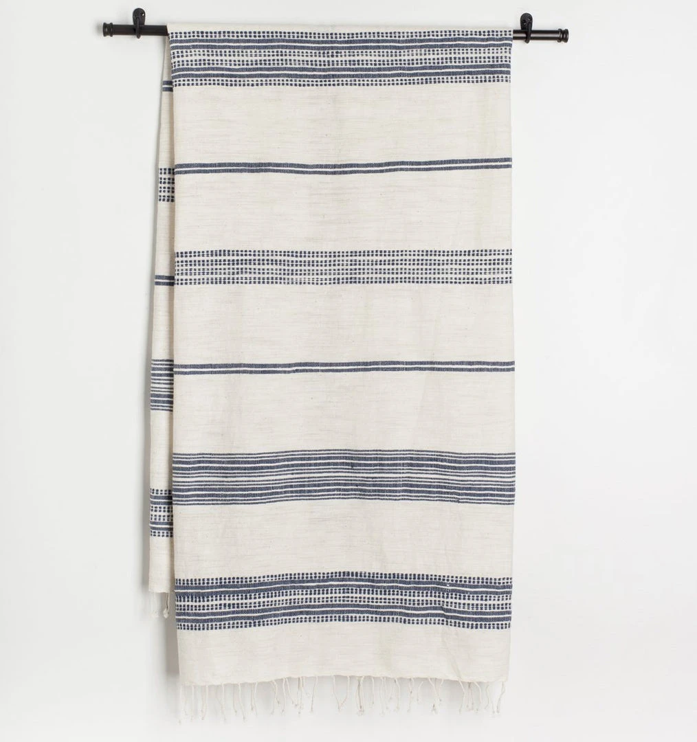 Creative Women Aden Bath Towel - Natural + Navy Home Goods 4 Creative Women Aden Bath Towel - Natural + Navy Home Goods