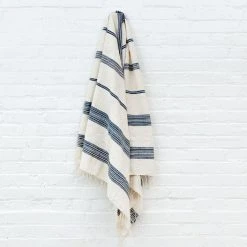 Creative Women Aden Bath Towel - Natural + Navy Home Goods