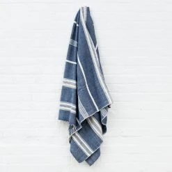 Creative Women Aden Bath Towel - Navy + Natural Home Goods