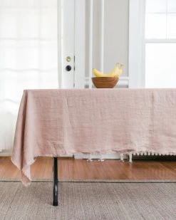 Creative Women Best Sellers Stone Washed Linen Tablecloth - Blush