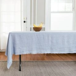 Creative Women Stone Washed Linen Tablecloth - Light Blue Kitchen + Dining