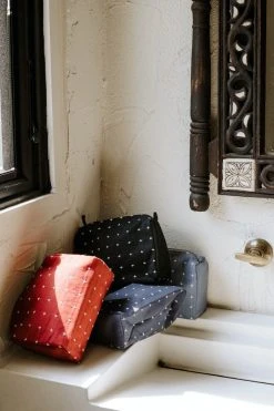 Anchal Accessories Cross Stitch Toiletry Bag - Rust