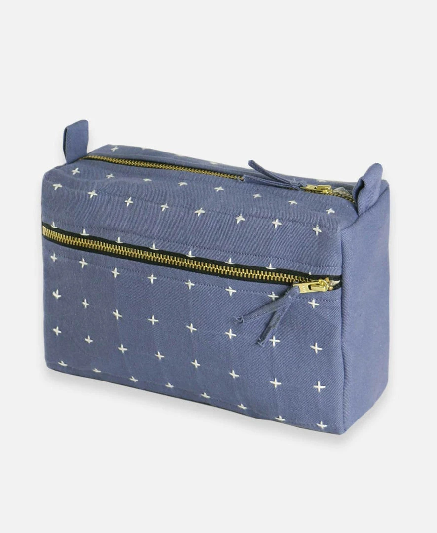 Anchal Accessories Cross Stitch Toiletry Bag - Slate 3 Anchal Accessories Cross Stitch Toiletry Bag - Slate