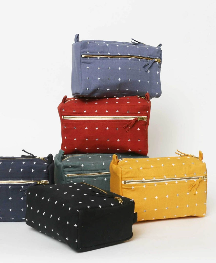 Anchal Accessories Cross Stitch Toiletry Bag - Slate 5 Anchal Accessories Cross Stitch Toiletry Bag - Slate