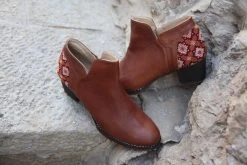 Darzah Tatreez Ankle Boot - Brown Shoes