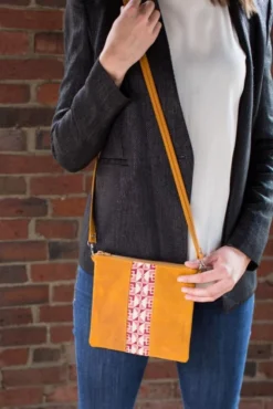 Darzah Camel Tatreez Crossbody Bag Fair Trade