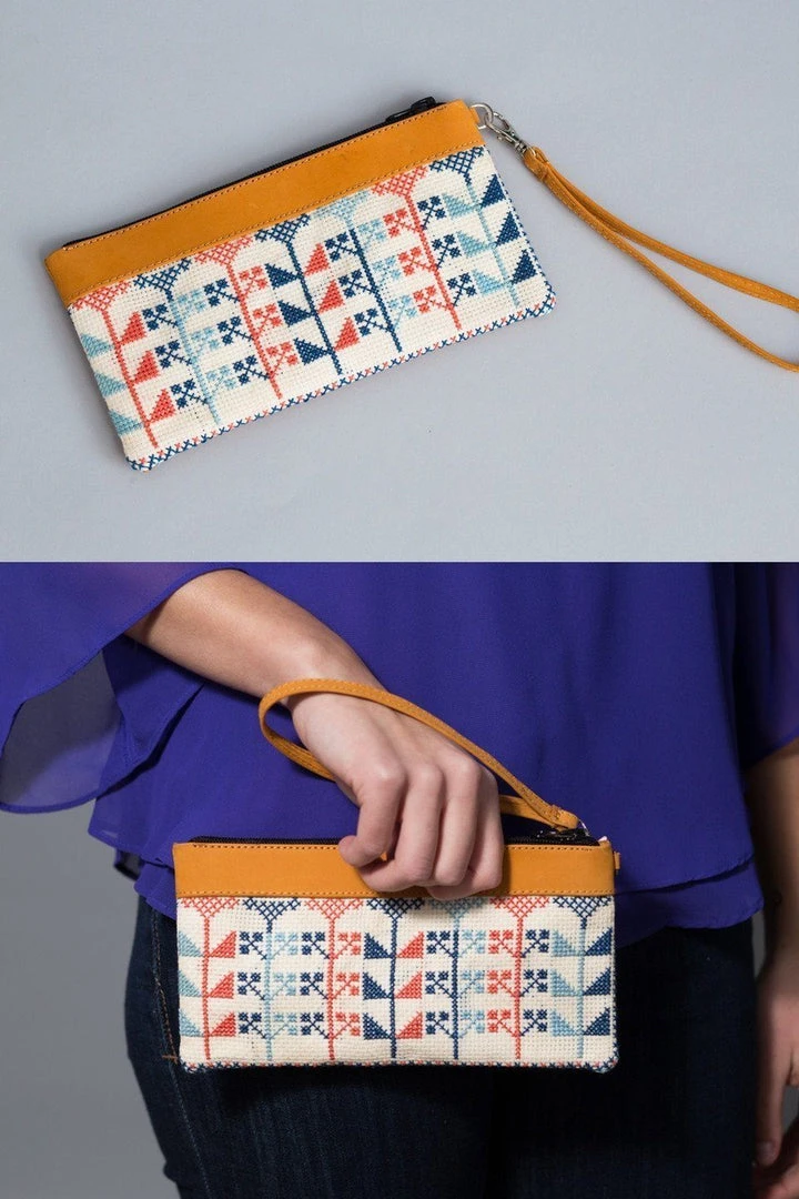 Darzah Flowers Tatreez Clutch - Camel 4 Darzah Flowers Tatreez Clutch - Camel