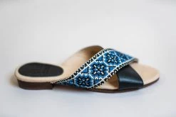 Darzah Tatreez Cross Sandal - Blue