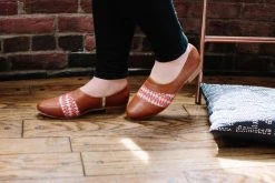 Darzah Shoes Tatreez Oxford - Camel + Orange