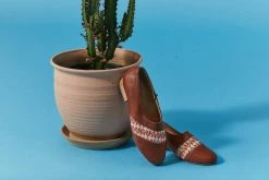 Darzah Shoes Tatreez Oxford - Camel + Orange