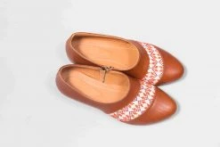 Darzah Shoes Tatreez Oxford - Camel + Orange